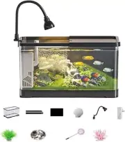 Fish Tank,Aquarium Tank with Filter-Small Fish Tank Starter Kits,Desktop Fish Ta