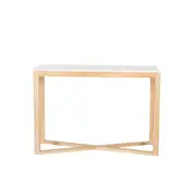 [James Lane] Milo Flute Mango Wood & Marble Top Console Table