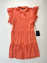NWT Coral Tommy Hilfiger Short Sleeve Ruffle Dress size 2 (A2AN24M1)