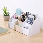 Storage Box Three-grid Container Holder Ladder-shaped Organizer Pen Box