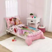 Disney Princess 4-Piece Bedding Set Toddler Bed Friends Are Magic Pink Polyester