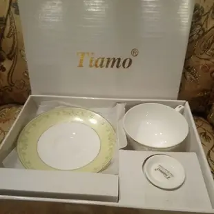 Tiamo 春平骨瓷咖啡杯盤組 咖啡杯盤組 骨瓷咖啡杯盤組2入 HG3210