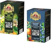 Basilur Cold Brew Bundle - Pomegranate Blueberry 20 Enveloped Tea Bags & Guava Passionfruit 20 Enveloped Tea Bags