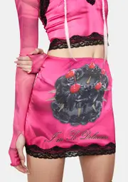 [No Dress] Rose Print Black Cake Mini Skirt
