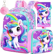 [TXHVO] 3PCS Rolling Backpack for Girls Boys, 19 Inches Travel Roller Bookbag with Wheels, Teen Kids College Backpacks Wheeled