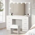 Dressing Table with Extra Biggest Mirror 113Cm Makeup Mirror Vanity Desk with 7