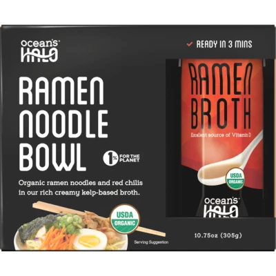 OCEAN'S HALO ORGINIC AND VEGAN RAMEN NOODLE BOWL 10.4oz - PACK OF 4