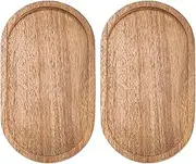 Wooden Serving Tray, 2PCS Oval Wooden Trays, 7.5x4.1 Inch Heat-Resistant Decorative Platters for Drinks, Desserts, Snacks, Tea, Coffee, Jewelry