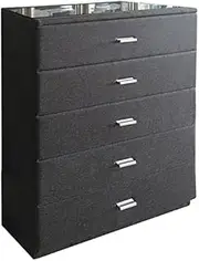 Life Décor Lily Premium Fabric Tallboy (Chest of Drawers) with Five Drawers (Dark Grey)