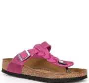 Birkenstock Braided Oiled Piink Leather Gizeh Sandals EU 39 Womens 8-8.5 Fuchsia
