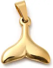 [DanLingJewelry] 10Pcs Mermaid Tail Charms Golden Colour Whale Fish Tail Shaped Stainless Steel Charms Pendants for DIY Jewellery Making, Non-Precious Metal