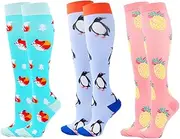 [Zingso] 3 Pairs of Compression Socks for Men and Women, 20-25 mmHg Compression Stockings, Best Athletic & Medical Socks for Sports, Running, Pregnancy, Air Travel, Breastfeeding, Color