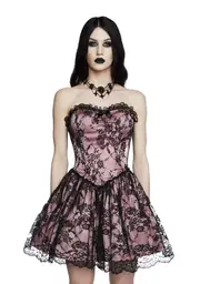 [Widow] Take Caution Lace Mini Dress - Mauve