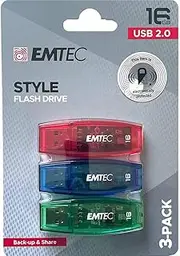 Emtec C410 16GB USB 2.0 Flash Drive Triple Pack