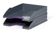 2PK Durable Varicolour 33cm Letter Tray Document Organiser Storage Set Purple