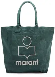 Isabel Marant Yenky Logo-embroidered Canvas Tote - Dark Green ONE SIZE