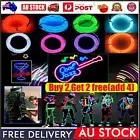 Neon LED String Lights Battery Operated Glow EL Wire Strip Rope Tube Party 3M