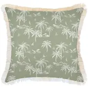 Cushion Cover-Coastal Fringe-Postcards Sage-60cm x 60cm