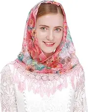 [PAMOR] Mass Veil Triangle Mantilla Cathedral Head Covering Chapel Veil Lace Shawl Latin Scarf