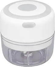 Electric Garlic Chopper, Mini Electric Garlic Chopper USB Rechargeable 100ml Stainless Steel Masher Baby Food Grinder (White)