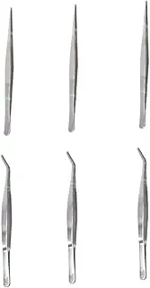 Practical 6-Pack Stainless Steel Tweezers Garden Hand Tool for Succulent Care Bonsai and Seedling Transplanting