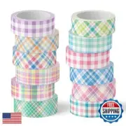 Whaline 12 Rolls Easter Spring Washi Tape Pastel Buffalo Plaid Washi Tape Col