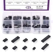 85Pcs Integrated Circuit Assortment Kit LM324 LM358 LM386 NE555 UA741 PC817 ULN2003 with Anti-Static Box for PCB Electro