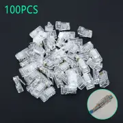 100PCS RJ45 Network Modular Plug 8P8C CAT5e Cable Connector End Pass Through b