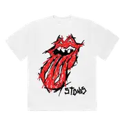 MJB (Marc Jacques Burton) X The ﻿Rolling Stones - No Filter Hand Drawn Tongue White T-Shirt