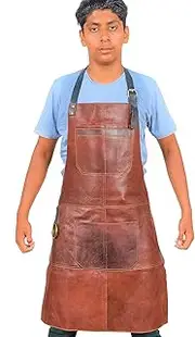 Regal Enterprises Premium Quality Genuine Cow Grain Vintage Brown Leather Apron For Unisex | 25"x35" | Ideal for Chef, Butcher, Barber, Dish Washing, Cleaning, Dog Grooming