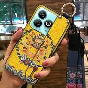 Phone Case Compatible with ZTE Blade A75 4G/Z2359, Dirt-Resistant Anti-dust Lanyard Back Cover Kickstand Wrist Strap Anti-Knock Waterproof