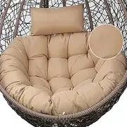 cushionHanging Egg Chair Cushion Replacement Cover, Soft and Comfortable Hanging Swing Basket Chair Seat Cushion Cover for Indoor Outdoor Patio Yard Garden (Without Padding) (Color: Khaki)