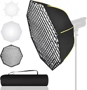 MSKIRA 35.4''/90cm Octagonal Softbox Quick Release Portable Umbrella Soft Box with Bowens Mount, Honeycomb Grid, Carrying Bag for Photo Studio Video Flash LED Lighting Portrait Product Photography