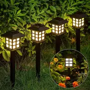 CLORA 4PCS Solar Pathway Lights Outdoor Garden Yard Decor Landscape Patio Lawn Lamp Cool White