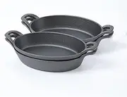 HAWOK Cast Iron Oval Serving Au Gratin Cookware Set of 4………