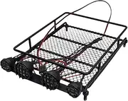 RC Car Metal Roof Luggage Room with Enlightenment, DIY Luggage Racks for 1:10 1:12 RC Crawler Model Model Car Replacements
