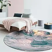 Circle Short Pile Carpet Non Slip Design, Living Room Bedroom Office Dining Kitchen Mat Pink Green Starry Sky, Green, 200 x 200 cm