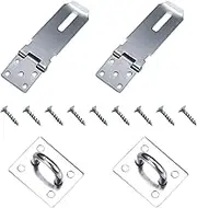 XIJIANG 4 Inch Door Locks Hasp Latch, Stainless Steel Safety Packlock Clasp Hasp Lock Latch, Door Latch with Screws Suitable for Gate Shed Latch Lock (2 Packs)