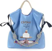 [Ball&Chain] Cake Pattern Embroidery Nylon Bag with Pulling Rope Pocket Personalized Tote Bags for Mom Teacher Friend