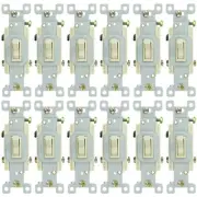 12 Pack Sunlite E508/CD1 3 Way Grounded Toggle Switch, Ivory