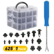 625+1PCS Plastic Rivets Fastener Clips Fender Bumper Push Pin Free Remover Tool (for: Peugeot)