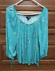 NWT ana A New Approach green floral peasant top blouse shirt Sz LARGE new 759