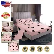 Charming Twin Sheet Set for Girls: Cute Heart Print and Soft Microfiber Comfort