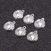 10 Globe Charms World Pendants Antiqued Silver Earth Jewelry Supplies Lot 19mm