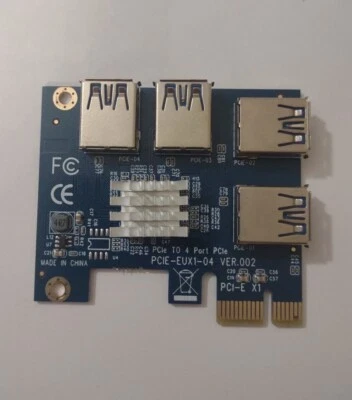 Used EUX1-04 PCIE 1 to 4 Slots Riser Card Adapter USB 3.0 PCIE