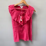 NEW Sundance Viscose Blend Ruffled Collar Tank Blouse- Size Small