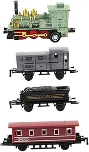 Bright Train Set Pull Back Toy Train 4 Alloy Cars Educational Train Toys for Boys