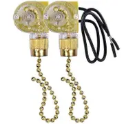 Ceiling Fan Light Switch ZE-109 Two-Wire Light Switch with Pull Cords for Ceiling Light Fans Lamps Gold