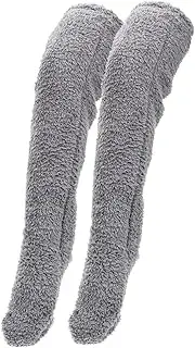 [BUGUUYO] Fuzzy House Slippers 1 Pair Plush Socks Cozy Slipper Socks Over Fuzzy Socks Over Stocking Stockings Socks Hairy Double-sided Hair Tip Bubble Fleece Leisure Shoes Plush Stockings, Dark Grey