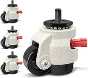 W B D WEIBIDA Leveling Stem Caster Wheels with Upgraded Ratchet Arm, Thread Stem Casters M12-1.75x25mm, Heavy Duty Retractable Casters Set of 4, Durable Rubber Base & Nylon Wheels for Workbench
